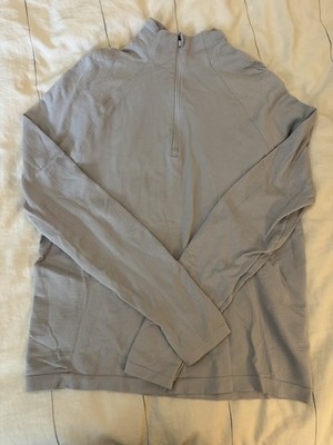 Athleta Flurry Half Zip Pullover Thumb Holes Grey Size Medium