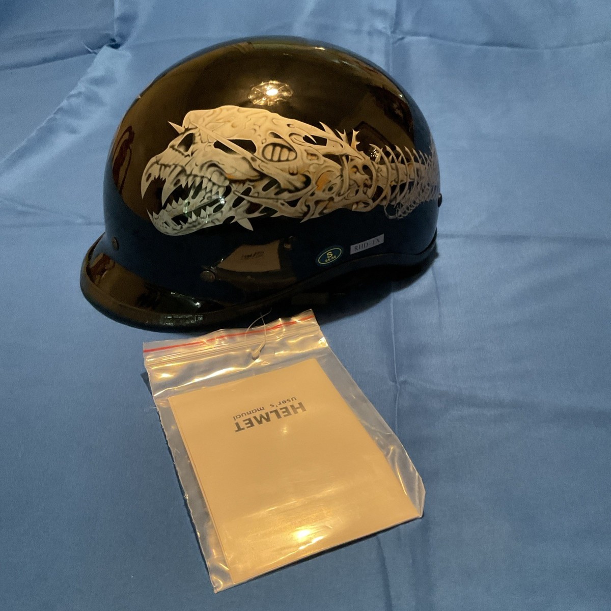 Rodia RHD-EX DETAILED SKELETON Graphic Half Helmet DOT Approved