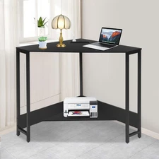 Corner Desk with Outlets, Small Desk with Outlets,Free Standing Corner Table
