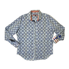 Robert Graham Dress Shirt Mens XL Extra Large Monsoon Tailored Fit Flip Cuff