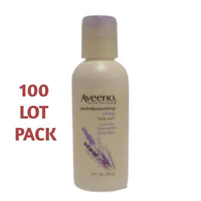 100 LOT Aveeno Positively Nourishing Calming Lavender Body Wash Travel Size 2oz