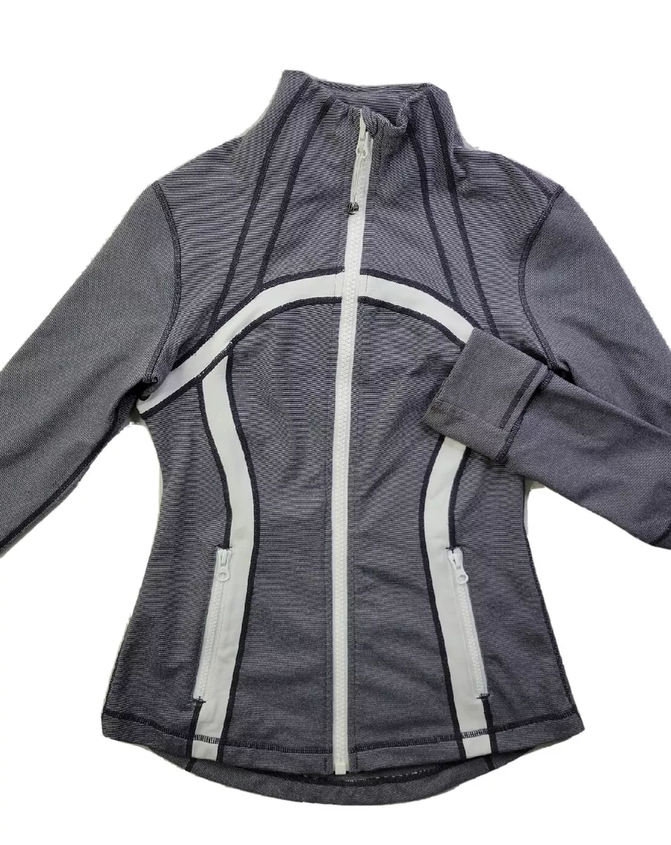 Lululemon Define Jacket Women 6 Gray Stripe White Accent Full Zip