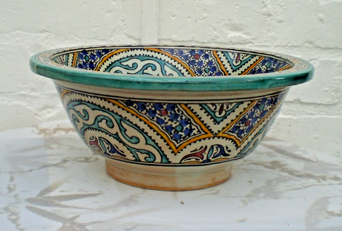 HANDBEMALTES KERAMIK HANDWASCHBECKEN * FES KERAMIK 30 cm Mehrfarbig - Bild 2 von 5