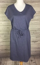 32 Degrees Cool Soft Lux T-Shirt Dress Women’s Size S Blue Knit V-Neck Stretch