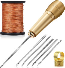Punzon de cobre con aguja de Gancho para reparacion de zapatos hilo de coser