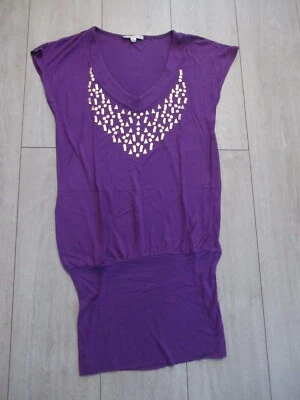 Robe d'été de plage violette mini jupe col en V taille 34/36 les 3 suisses - Photo 1/4