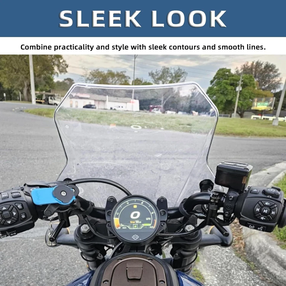 For Honda Shadow ACE VT750C Large Motorcycle Clear Windshield 7/8" 1" Handlebar - Image 3 of 4