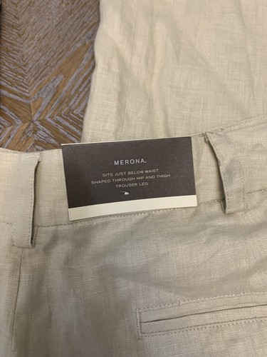 NWT Merona 100% Linen Beige Lined Trousers Sz 18 Sits Below Waist 38” Inseam 31” - Picture 8 of 8