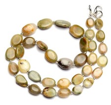 Natural Gem Chrysoberyl Cats Eye 9x7 to 16x11mm Smooth Nugget Beads Necklace 19