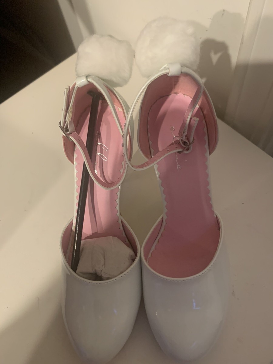 New Pin Up Couture Cutie Pie White Mary Jane High Heel Shoes Women’s Size