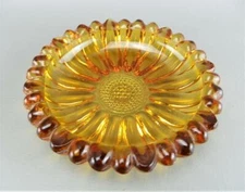 Vintage 1970's Glass Orange Amberina Heavy 5" Round Cigarette Ashtray Candy Dish