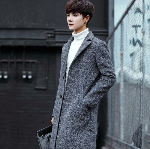 Korean Style Mens Lapel Outwear Warm 