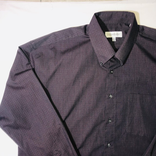 Yves Saint Laurent Mens XL Dress Shirt Dark Purple Striped 17 36/37 eBay