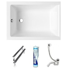 Vasca da bagno rettangolare vasca angolare 120 x 70 cm piedi acrilico scarico silicone