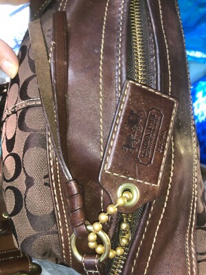 COACH Bleecker Signature Leather & Canvas Duffle shoulder Brown