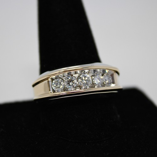 14 KT YELLOW GOLD MENS STATEMENT RING WITH .70 TCW DIAMONDS WEDDING BAND - Picture 3 of 7