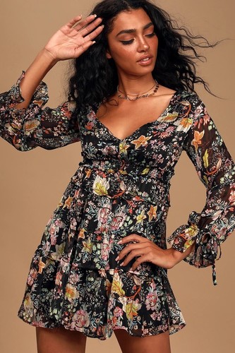 micro floral pleated mini dress