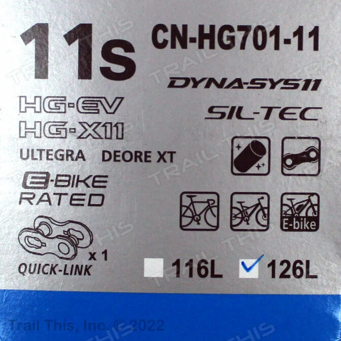 Shimano HG701 11-Speed Bike Chain 126L Ultegra Deore XT Quick-Link 126-Links - Image 2 of 4