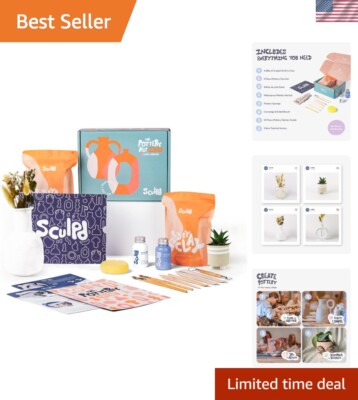 Pottery Starter Kit - Complete Air Dry Clay Beginner Set for 2 Adults: Includ...