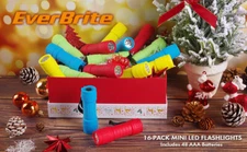 EverBrite 16-Pack Mini LED Flashlight Set Assorted 4 Colors w/48PC AAA Batteries