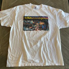 Vintage 1990’s Visa Las Vegas Credit Card T-Shirt Size XL White Graphic 23x29