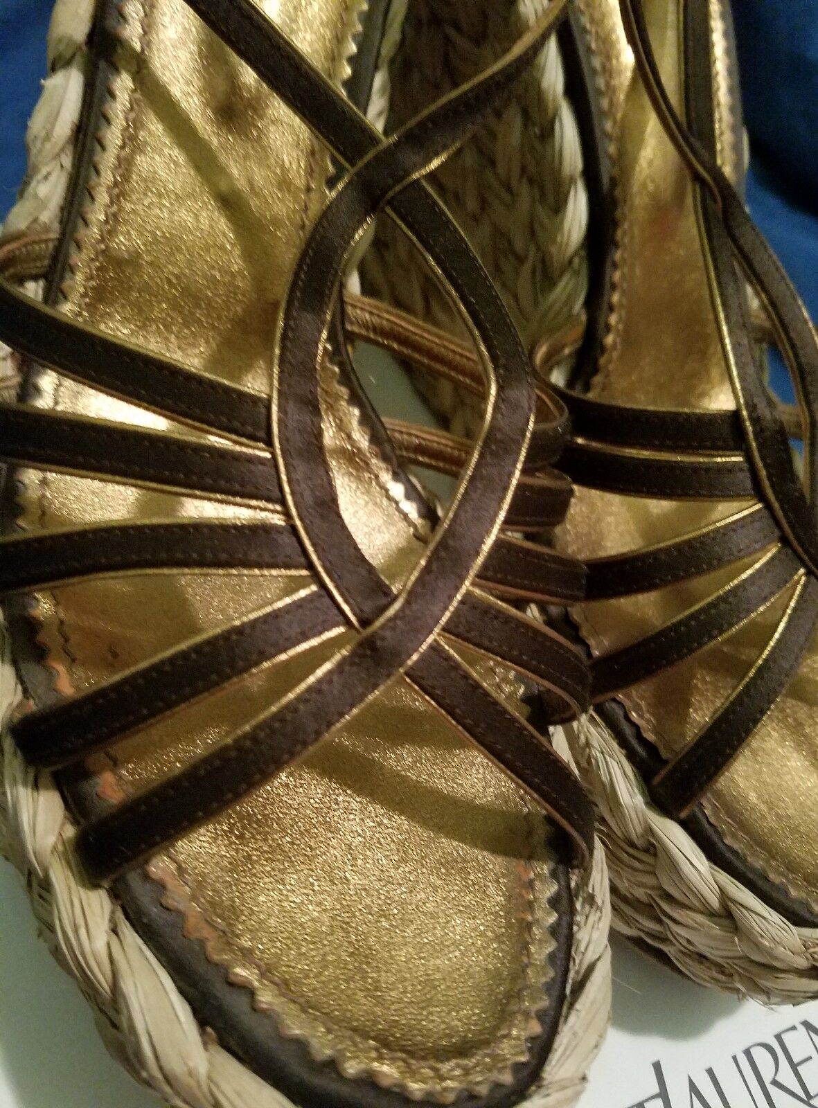 SAINT LAURENT YSL zeppe in raso marrone taglia 11 in scatola