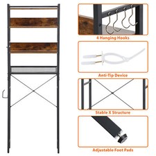 Bathroom Organizer Over The Toilet Storage 4-Tier Wood Shelves for Small Rooms