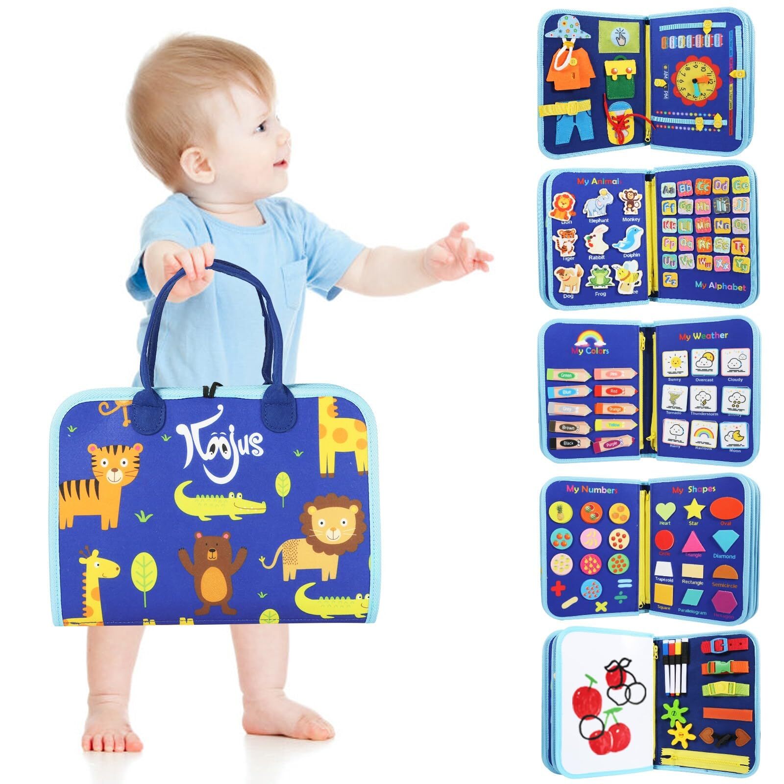 KOOJUS Board Montessori Toy for Toddlers Educational Learning Activity Sensor...