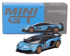 LAMBORGHINI AVENTADOR SVJ 63 BLU AEGIR BLUE 1/64 DIECAST BY MINI GT MGT00784