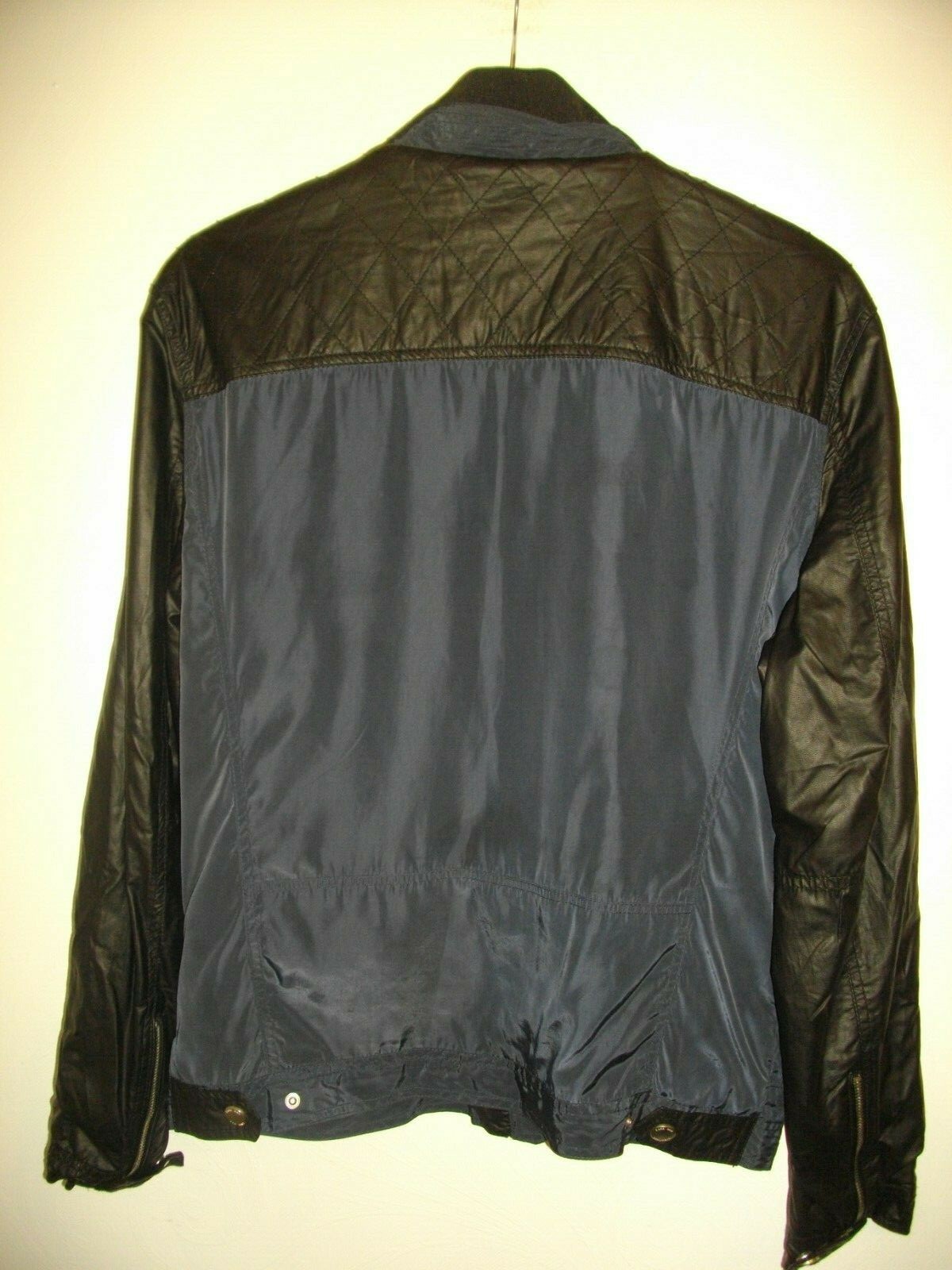 * ZARA * MENS BLACK FAUX LEATHER / NYLON PATTERN LINED JACKET SIZE XXL RRP £95 image 6