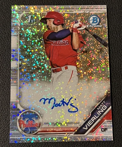 2019 Bowman Chrome 1st Matt Vierling Speckle Refractor Auto /299 ERROR READ