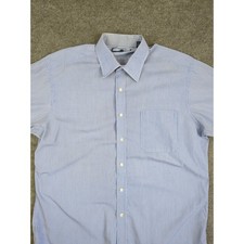 Tommy Hilfiger Ithaca Mens Blue Striped Button Up Dress Shirt 16.5 34/35 L