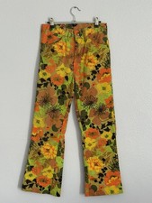 Vintage 70s Floral Psychedelic Bell Bottoms Flares 28 x 26.5 Scovill zip