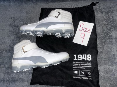 *RARE**SAMPLE**Rickie Fowler* Size 9 PUMA TITANTOUR Hi-Top Golf Shoes-Gray/White