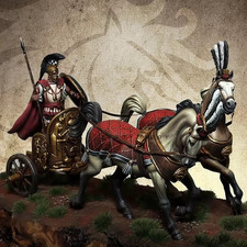 1/24 Scale Ancient Chariot Diorama Roman/Greek War Horses & Warrior Miniature