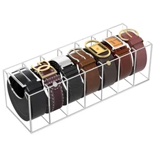 NIUBEE Belt Organizer, Acrylic Belt Storage Holder for The Closet, 7 Compartm...