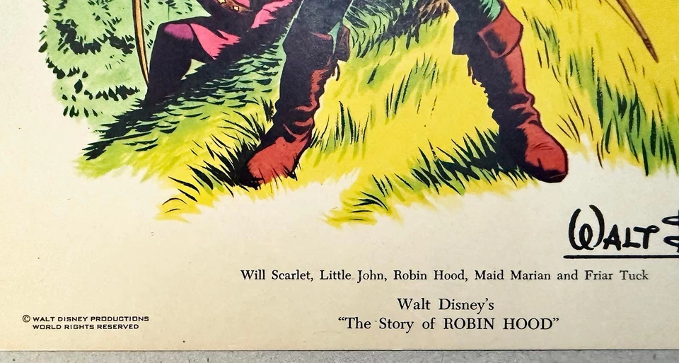 Tarjeta de fan de la película Robin Hood 1952 de acción en vivo de Walt Disney - Excelente estado Foto 2 de 3