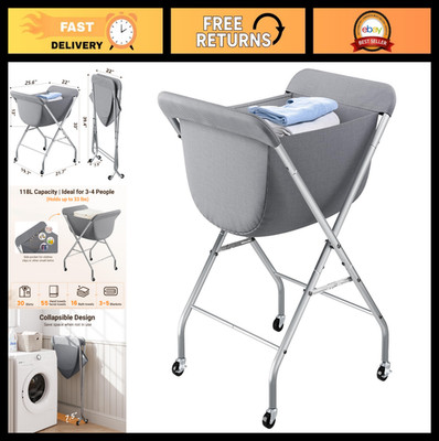 Rolling Laundry Cart with Wheels, 33  Hamper, Removable Liner, Sturdy Metal Fram