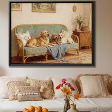 Golden Retriever Dog Canvas Print Living Room Decor Cute Dog Artwork Wall Art