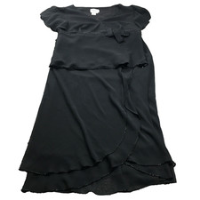 Papell Womens Evening 2 Pc Dress Sz 12P Beaded V-Neck Short Sleeve Side Zip