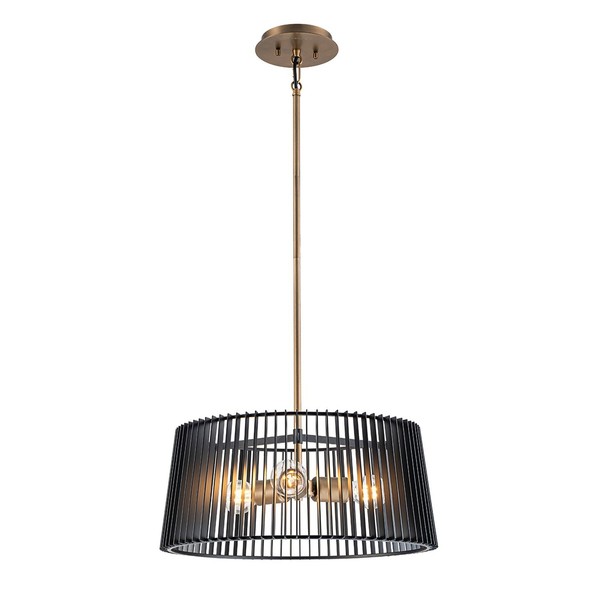 HäNgelampe Metall Rund Ø 47 Cm In Messing Schwarz 3X E27 Pendelleuchte-image