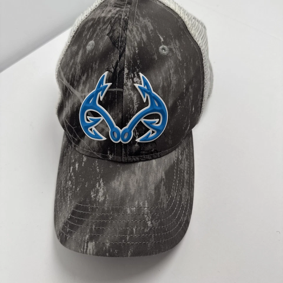 Realtree Fishing Camo Trucker Hat – Gray/White Snapback with Antler Logo - Image 2 of 4