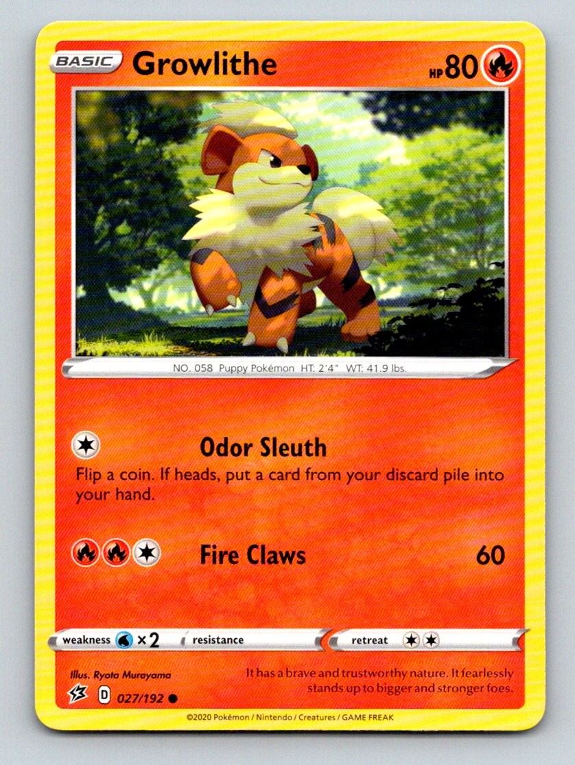 Growlithe 027/192 Common Rebel Clash Pokemon Lightly Played