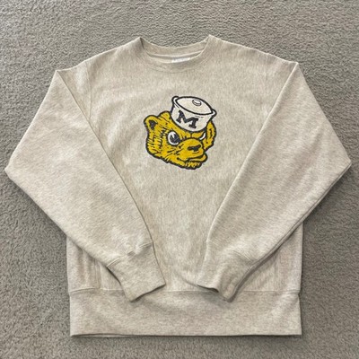 Champion Reverse Weave Michigan Wolverines Sweatshirt Mens Small Gray Graphic