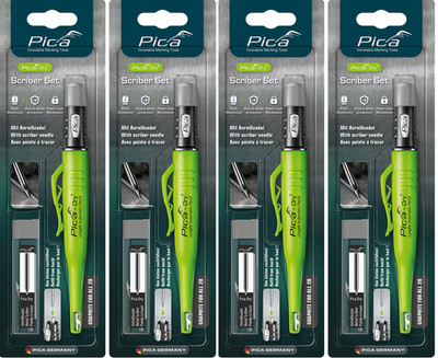 4x Pica Dry 30800 Metal Set mit Anreißnadel für Metall u. ä. trocken oder feucht