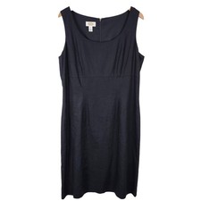 Talbots Black Sleeveless Dress Womens 16 Lined Career Staple Linen Blend NWOT