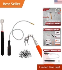 3PCS Telescopic Magnetic Pick-Up Tool Set Flexible Bendable Spring Magnet Stick