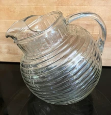 Vintage Anchor Hocking Manhattan Clear Ribbed Ball  Pitcher  24 Oz