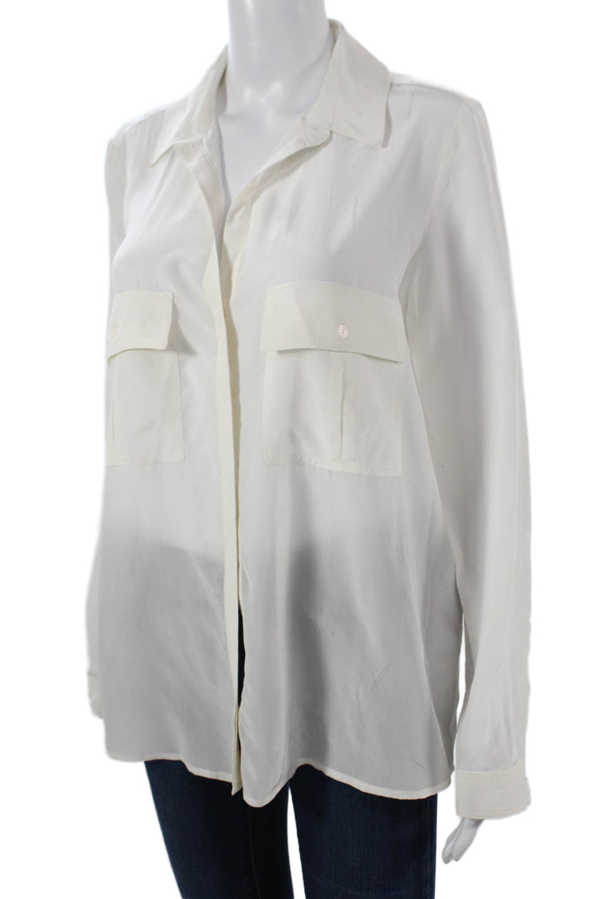 MNG Women Basic Collared Button Up Long Sleeve Wh… - image 2