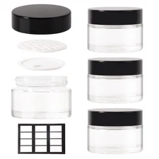 4 pack 1oz Glass Jars Round Empty Cosmetic Containers, Refillable Glass Jars ...